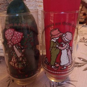 Holly Hobbie Coca Cola glass tumblers
